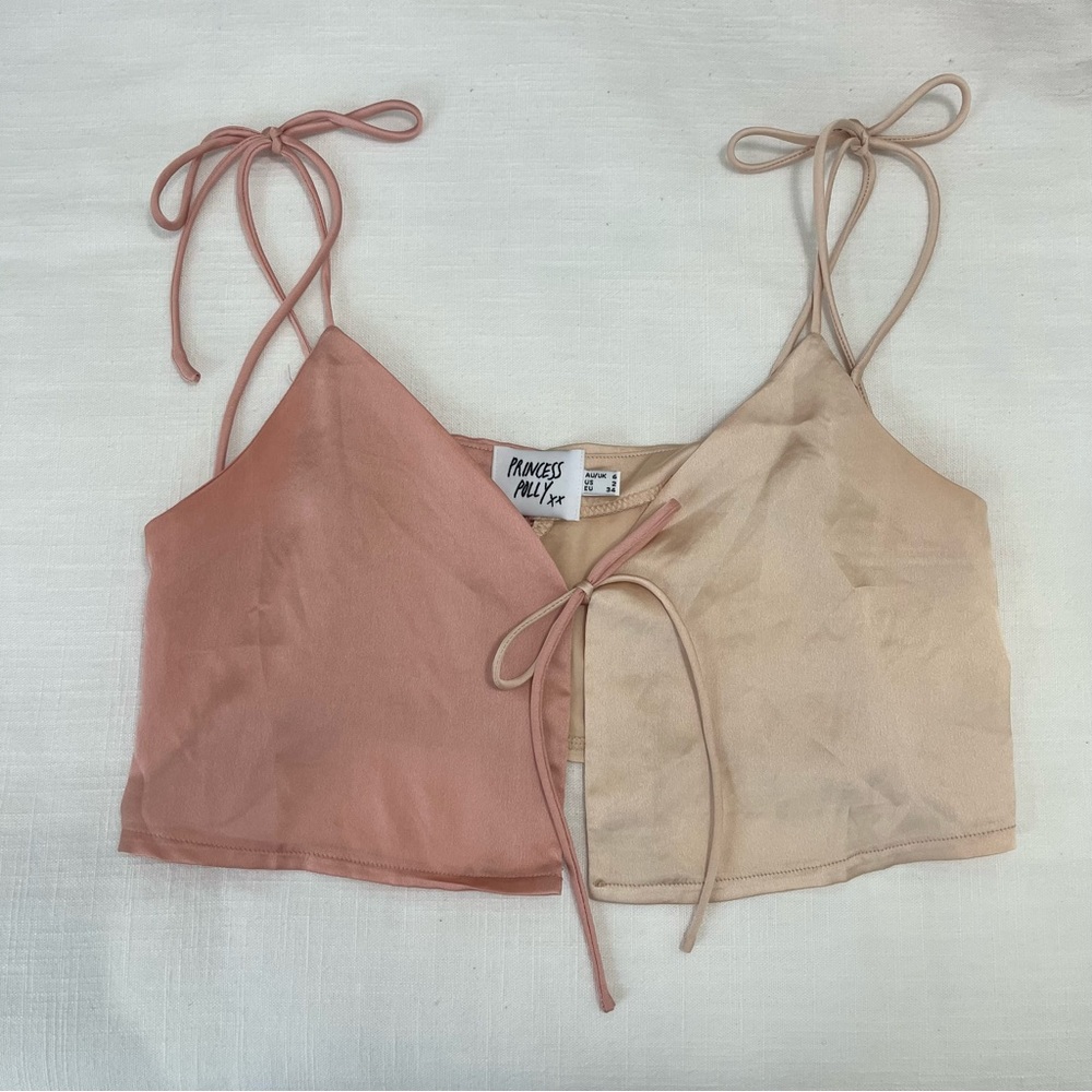 Princess Polly Dual Tone Tie Front Crop Top